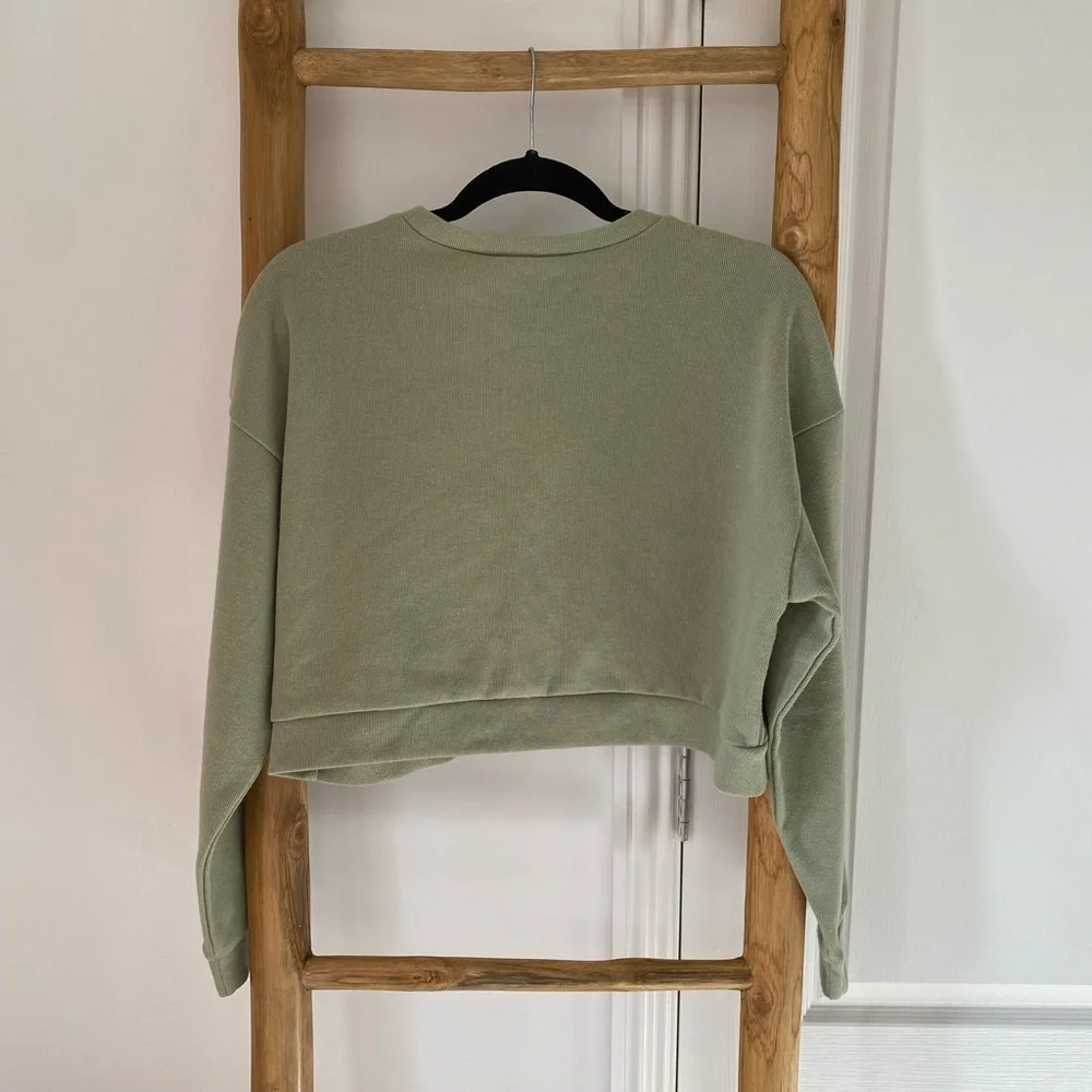Forever 21 Cropped Los Angeles Pullover Sweatshirt Green Women's Medium